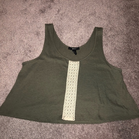 ⭐️ Free Add-On ⭐️ Forever 21 Khaki Green Loose Fit Crop Top - Picture 3 of 5